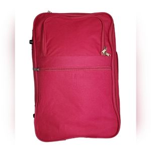 Carry on collapsible foldable 19" x 11" x 6" red new removable 2 wheels luggage